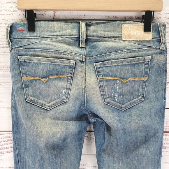 Diesel Jeans Womens 27 X 30 Blue Getlegg Slim Skinny Low Rise Distressed Denim - Picture 10 of 16